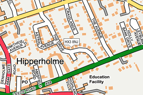 HX3 8NJ map - OS OpenMap – Local (Ordnance Survey) HX3 8NJ map - OS OpenMap – Local (Ordnance Survey)