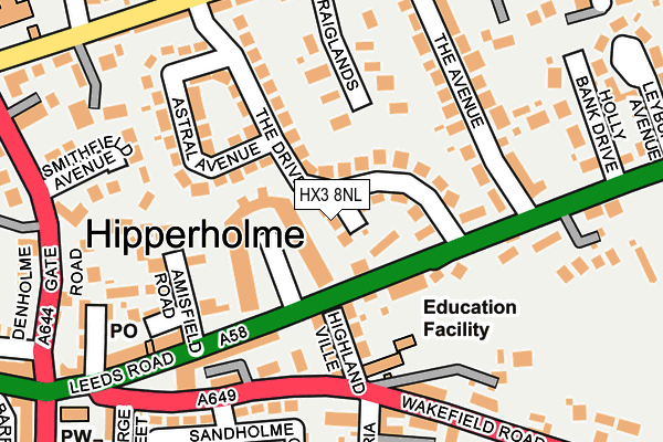 HX3 8NL map - OS OpenMap – Local (Ordnance Survey) HX3 8NL map - OS OpenMap – Local (Ordnance Survey)