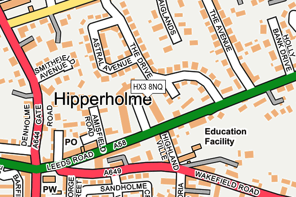 HX3 8NQ map - OS OpenMap – Local (Ordnance Survey) HX3 8NQ map - OS OpenMap – Local (Ordnance Survey)
