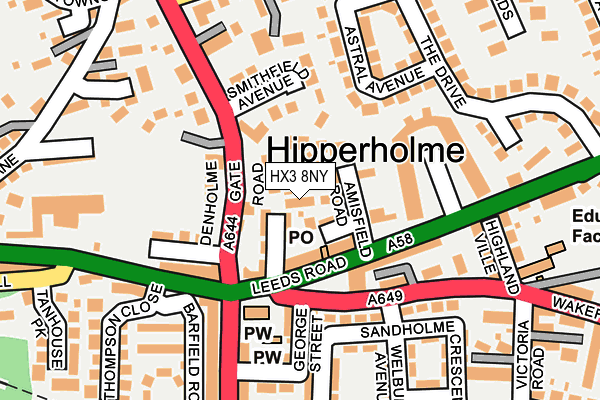 HX3 8NY map - OS OpenMap – Local (Ordnance Survey) HX3 8NY map - OS OpenMap – Local (Ordnance Survey)