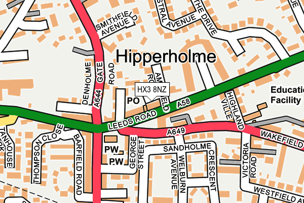 HX3 8NZ map - OS OpenMap – Local (Ordnance Survey) HX3 8NZ map - OS OpenMap – Local (Ordnance Survey)