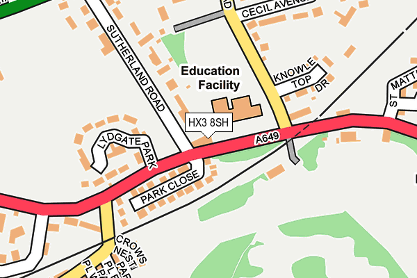 HX3 8SH map - OS OpenMap – Local (Ordnance Survey) HX3 8SH map - OS OpenMap – Local (Ordnance Survey)