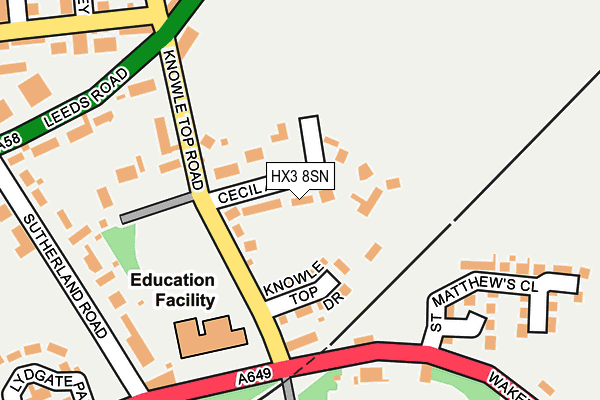 HX3 8SN map - OS OpenMap – Local (Ordnance Survey) HX3 8SN map - OS OpenMap – Local (Ordnance Survey)