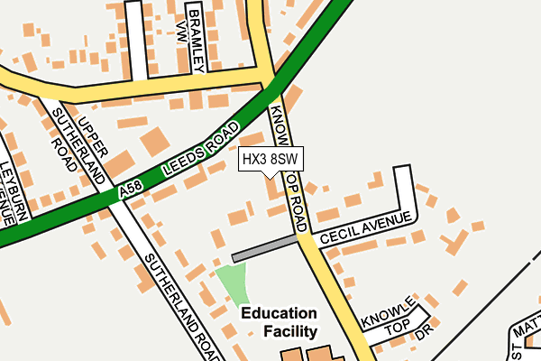 HX3 8SW map - OS OpenMap – Local (Ordnance Survey) HX3 8SW map - OS OpenMap – Local (Ordnance Survey)