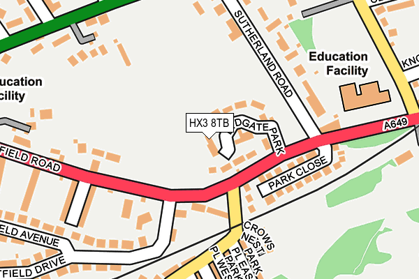 HX3 8TB map - OS OpenMap – Local (Ordnance Survey)