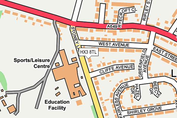 HX3 8TL map - OS OpenMap – Local (Ordnance Survey) HX3 8TL map - OS OpenMap – Local (Ordnance Survey)