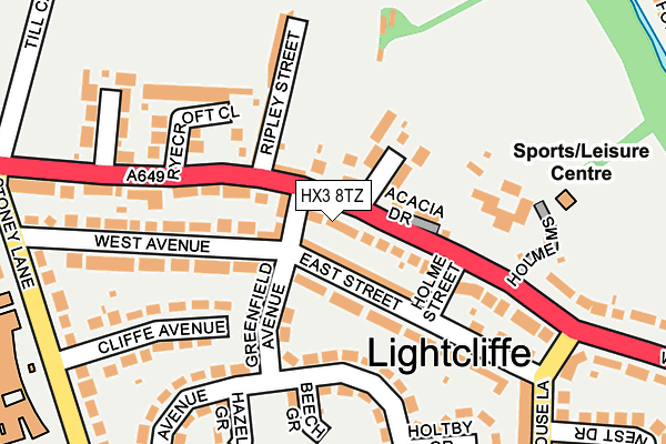 HX3 8TZ map - OS OpenMap – Local (Ordnance Survey)
