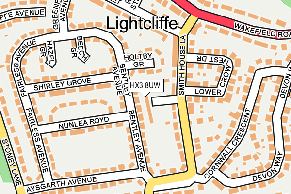 HX3 8UW map - OS OpenMap – Local (Ordnance Survey) HX3 8UW map - OS OpenMap – Local (Ordnance Survey)