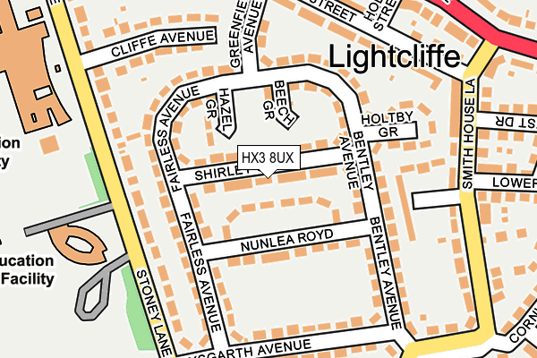 HX3 8UX map - OS OpenMap – Local (Ordnance Survey) HX3 8UX map - OS OpenMap – Local (Ordnance Survey)