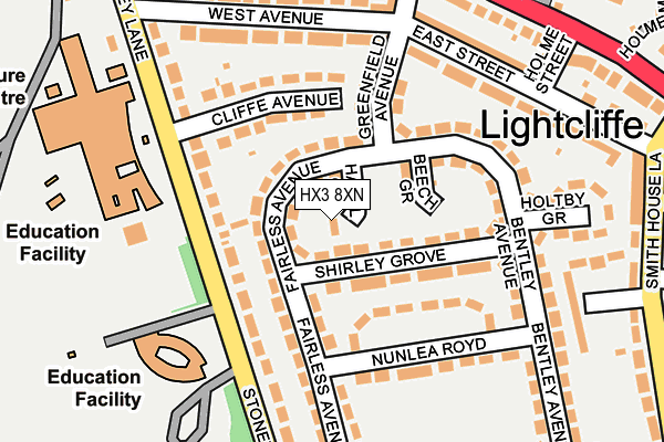 HX3 8XN map - OS OpenMap – Local (Ordnance Survey) HX3 8XN map - OS OpenMap – Local (Ordnance Survey)