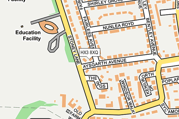 HX3 8XQ map - OS OpenMap – Local (Ordnance Survey) HX3 8XQ map - OS OpenMap – Local (Ordnance Survey)