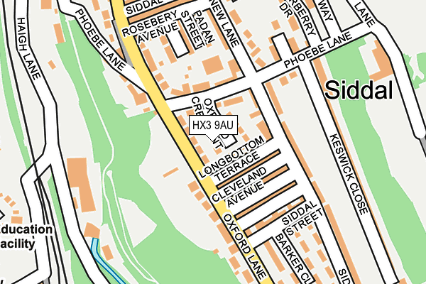HX3 9AU map - OS OpenMap – Local (Ordnance Survey) HX3 9AU map - OS OpenMap – Local (Ordnance Survey)