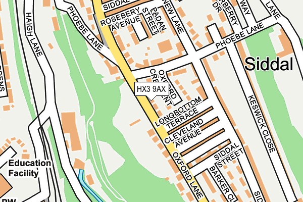 HX3 9AX map - OS OpenMap – Local (Ordnance Survey) HX3 9AX map - OS OpenMap – Local (Ordnance Survey)
