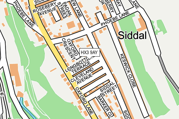 HX3 9AY map - OS OpenMap – Local (Ordnance Survey) HX3 9AY map - OS OpenMap – Local (Ordnance Survey)
