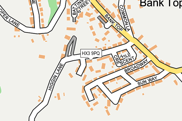 HX3 9PQ map - OS OpenMap – Local (Ordnance Survey) HX3 9PQ map - OS OpenMap – Local (Ordnance Survey)