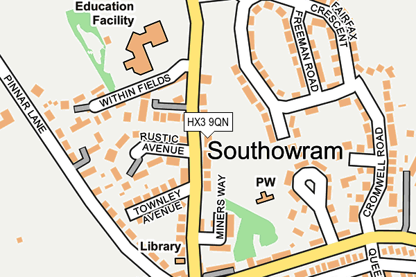 HX3 9QN map - OS OpenMap – Local (Ordnance Survey) HX3 9QN map - OS OpenMap – Local (Ordnance Survey)