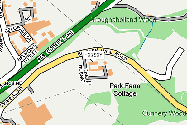 HX3 9XY map - OS OpenMap – Local (Ordnance Survey) HX3 9XY map - OS OpenMap – Local (Ordnance Survey)