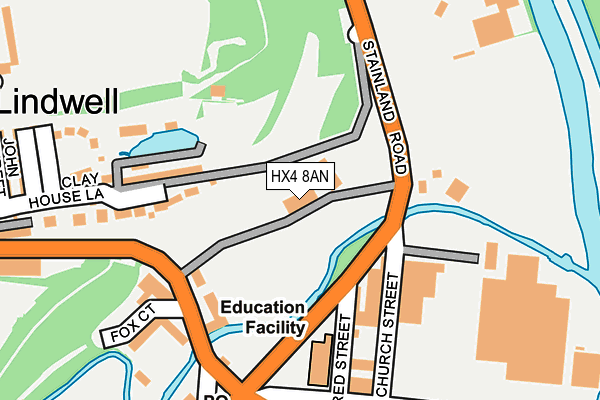 HX4 8AN map - OS OpenMap – Local (Ordnance Survey) HX4 8AN map - OS OpenMap – Local (Ordnance Survey)