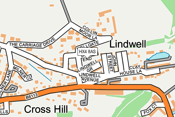 HX4 8AS map - OS OpenMap – Local (Ordnance Survey) HX4 8AS map - OS OpenMap – Local (Ordnance Survey)