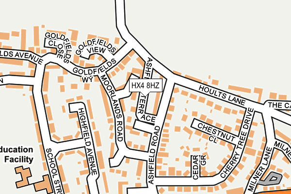 HX4 8HZ map - OS OpenMap – Local (Ordnance Survey) HX4 8HZ map - OS OpenMap – Local (Ordnance Survey)