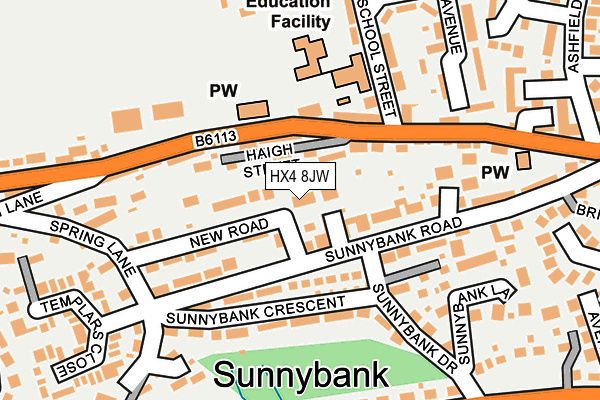 HX4 8JW map - OS OpenMap – Local (Ordnance Survey) HX4 8JW map - OS OpenMap – Local (Ordnance Survey)