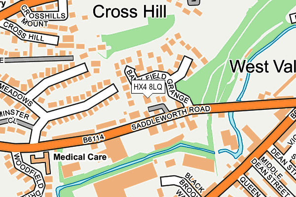 HX4 8LQ map - OS OpenMap – Local (Ordnance Survey) HX4 8LQ map - OS OpenMap – Local (Ordnance Survey)