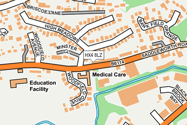 HX4 8LZ map - OS OpenMap – Local (Ordnance Survey) HX4 8LZ map - OS OpenMap – Local (Ordnance Survey)