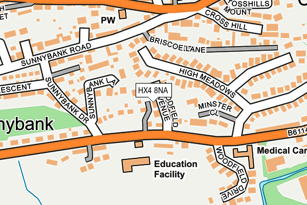 HX4 8NA map - OS OpenMap – Local (Ordnance Survey) HX4 8NA map - OS OpenMap – Local (Ordnance Survey)