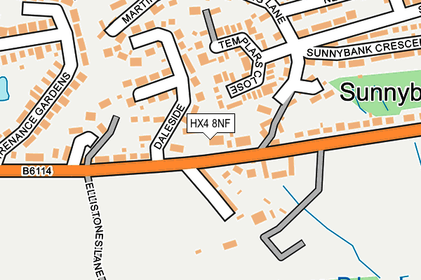 HX4 8NF map - OS OpenMap – Local (Ordnance Survey) HX4 8NF map - OS OpenMap – Local (Ordnance Survey)