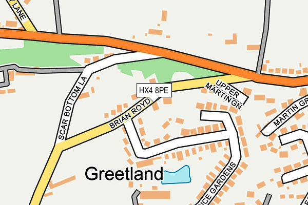HX4 8PE map - OS OpenMap – Local (Ordnance Survey) HX4 8PE map - OS OpenMap – Local (Ordnance Survey)