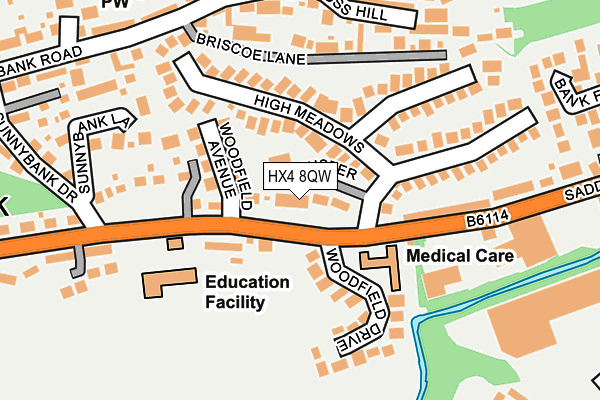 HX4 8QW map - OS OpenMap – Local (Ordnance Survey) HX4 8QW map - OS OpenMap – Local (Ordnance Survey)