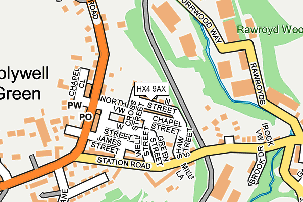 HX4 9AX map - OS OpenMap – Local (Ordnance Survey) HX4 9AX map - OS OpenMap – Local (Ordnance Survey)