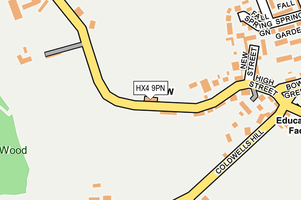HX4 9PN map - OS OpenMap – Local (Ordnance Survey) HX4 9PN map - OS OpenMap – Local (Ordnance Survey)
