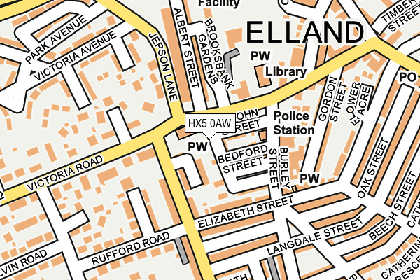 HX5 0AW map - OS OpenMap – Local (Ordnance Survey) HX5 0AW map - OS OpenMap – Local (Ordnance Survey)