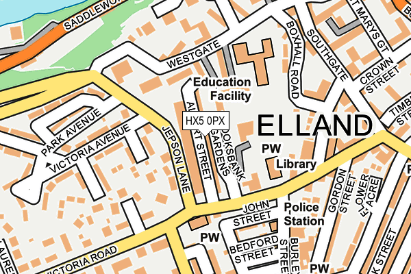 HX5 0PX map - OS OpenMap – Local (Ordnance Survey) HX5 0PX map - OS OpenMap – Local (Ordnance Survey)