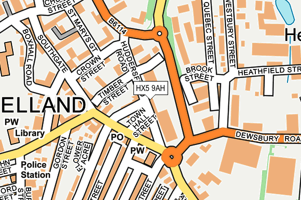 HX5 9AH map - OS OpenMap – Local (Ordnance Survey) HX5 9AH map - OS OpenMap – Local (Ordnance Survey)