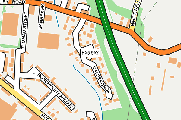 HX5 9AY map - OS OpenMap – Local (Ordnance Survey) HX5 9AY map - OS OpenMap – Local (Ordnance Survey)