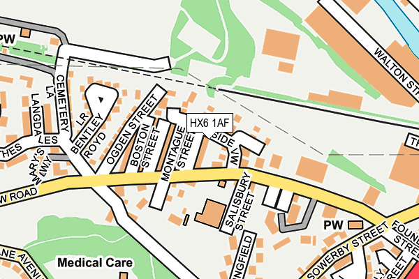 HX6 1AF map - OS OpenMap – Local (Ordnance Survey) HX6 1AF map - OS OpenMap – Local (Ordnance Survey)