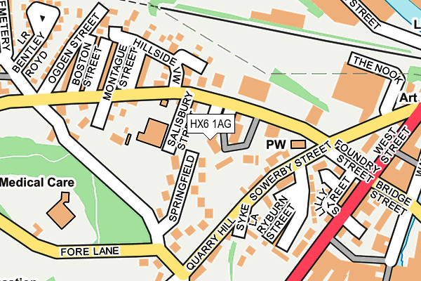 HX6 1AG map - OS OpenMap – Local (Ordnance Survey) HX6 1AG map - OS OpenMap – Local (Ordnance Survey)