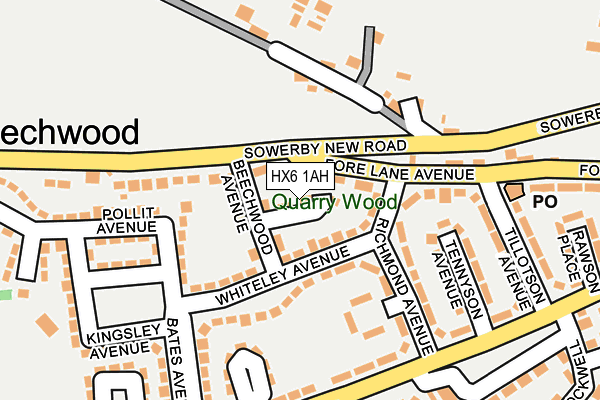 HX6 1AH map - OS OpenMap – Local (Ordnance Survey) HX6 1AH map - OS OpenMap – Local (Ordnance Survey)