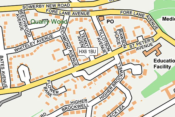 HX6 1BU map - OS OpenMap – Local (Ordnance Survey) HX6 1BU map - OS OpenMap – Local (Ordnance Survey)