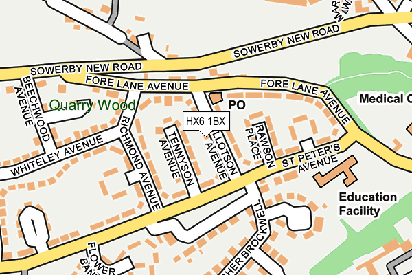 HX6 1BX map - OS OpenMap – Local (Ordnance Survey) HX6 1BX map - OS OpenMap – Local (Ordnance Survey)