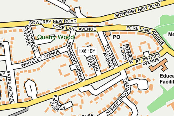 HX6 1BY map - OS OpenMap – Local (Ordnance Survey) HX6 1BY map - OS OpenMap – Local (Ordnance Survey)