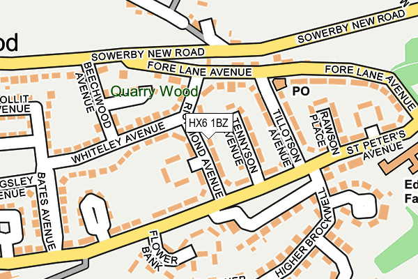 HX6 1BZ map - OS OpenMap – Local (Ordnance Survey) HX6 1BZ map - OS OpenMap – Local (Ordnance Survey)