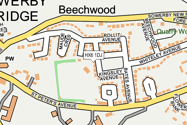 HX6 1DJ map - OS OpenMap – Local (Ordnance Survey) HX6 1DJ map - OS OpenMap – Local (Ordnance Survey)