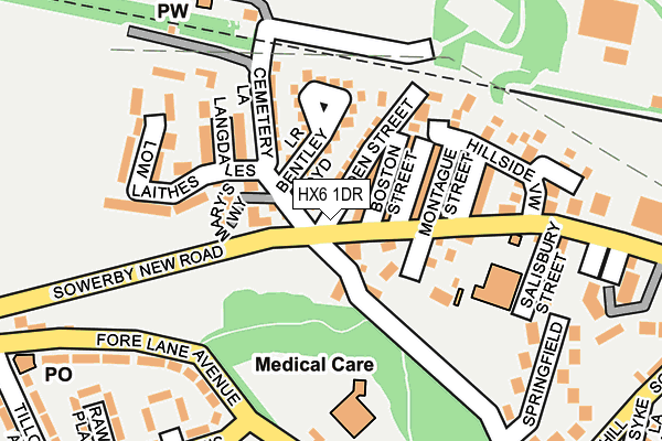 HX6 1DR map - OS OpenMap – Local (Ordnance Survey) HX6 1DR map - OS OpenMap – Local (Ordnance Survey)