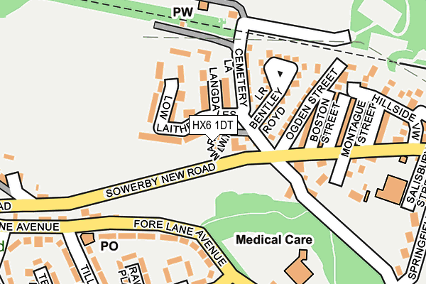 HX6 1DT map - OS OpenMap – Local (Ordnance Survey) HX6 1DT map - OS OpenMap – Local (Ordnance Survey)