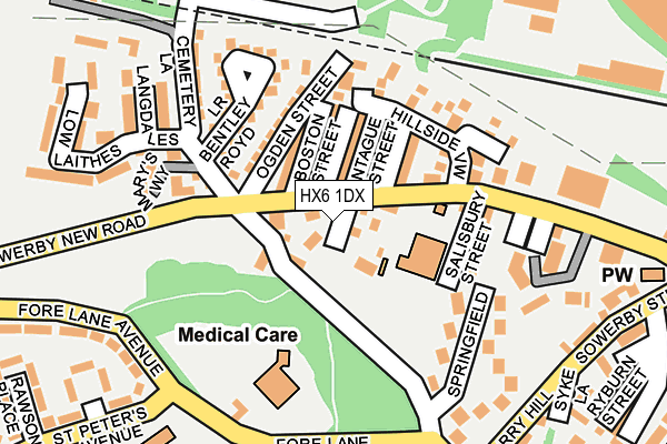 HX6 1DX map - OS OpenMap – Local (Ordnance Survey) HX6 1DX map - OS OpenMap – Local (Ordnance Survey)