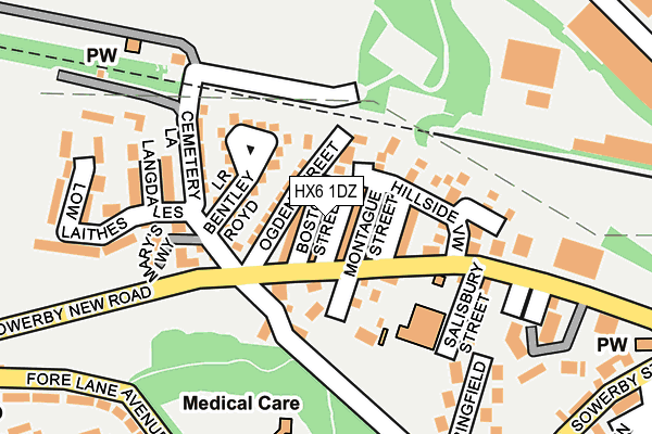 HX6 1DZ map - OS OpenMap – Local (Ordnance Survey) HX6 1DZ map - OS OpenMap – Local (Ordnance Survey)