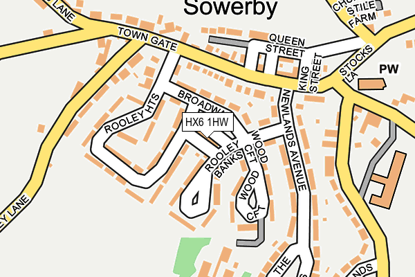 HX6 1HW map - OS OpenMap – Local (Ordnance Survey) HX6 1HW map - OS OpenMap – Local (Ordnance Survey)
